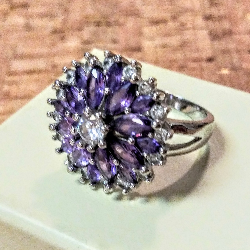 Genuine Amethyst Gemstone & Sterling Silver Ring